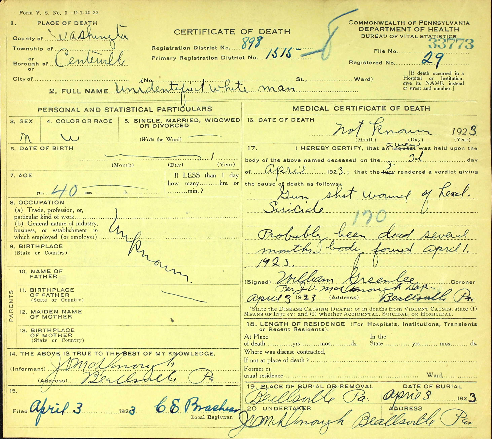 death certificate